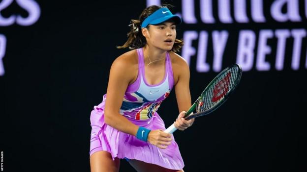 British number one Emma Raducanu in action at the Australian Open