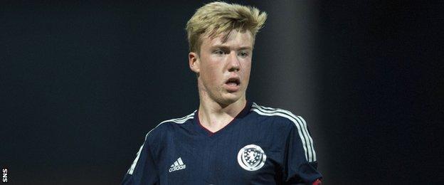 Kieran Freeman in action for Scotland Under-15s