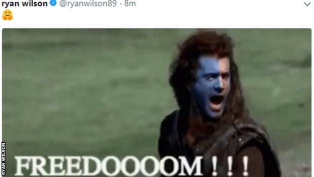 Ryan Wilson's tweet shows Mel Gibson in Braveheart