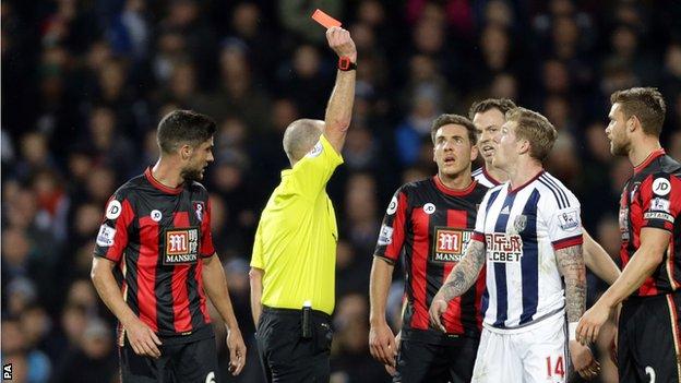 James McClean is shown red