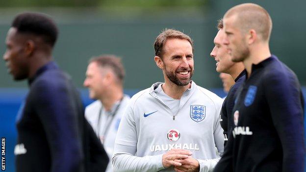 Gareth Southgate pictured during England training