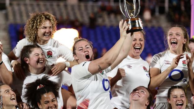 England captain Marlie Packer lifts the WXV trophy