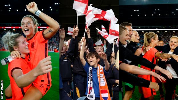 England players and fans celebrate