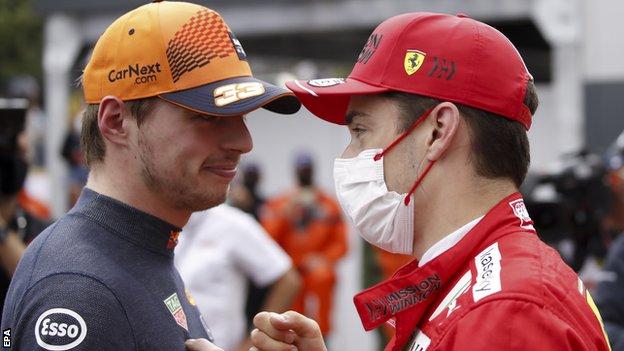 Max Verstappen and Charles Leclerc