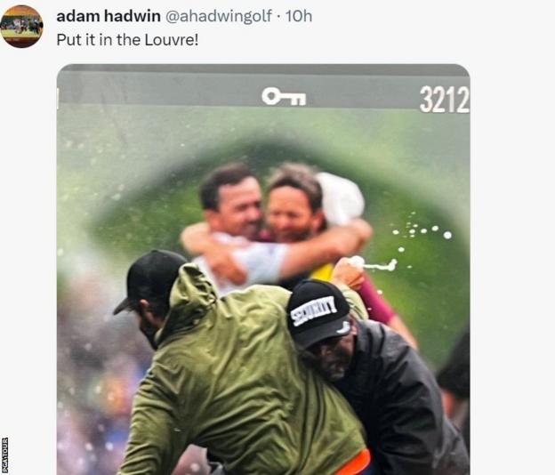 Adam Hadwin being tackled by a information    defender  astatine  the Canadian Open