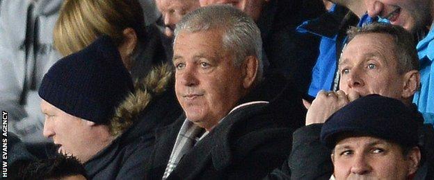 Wales coaches Neil Jenkins, Warren Gatland and Rob Howley were at Liberty Stadium