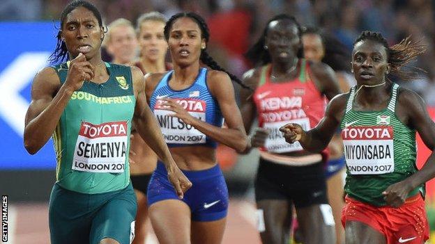 Caster Semenya was prevented from defending her 800m world title in Doha last year