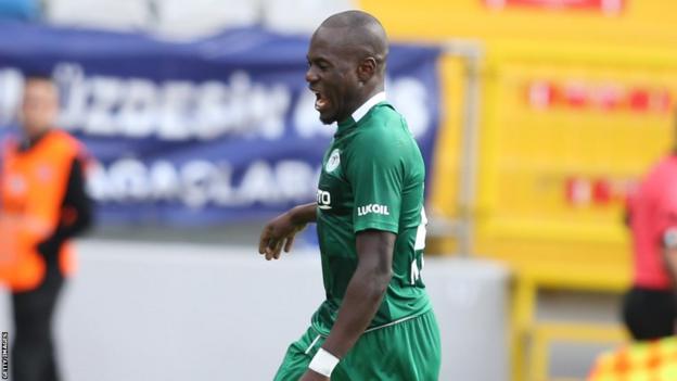 Uganda's Farouk Miya in action for Turkish club Konyaspor