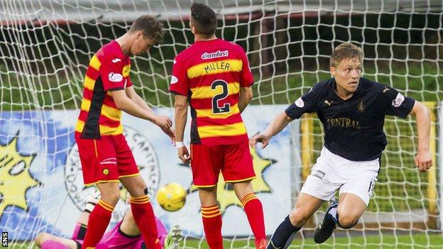Falkirk player Peter Grant celebrating