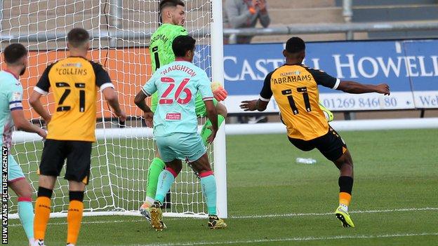 Tristan Abrahams opens the scoring for Newport