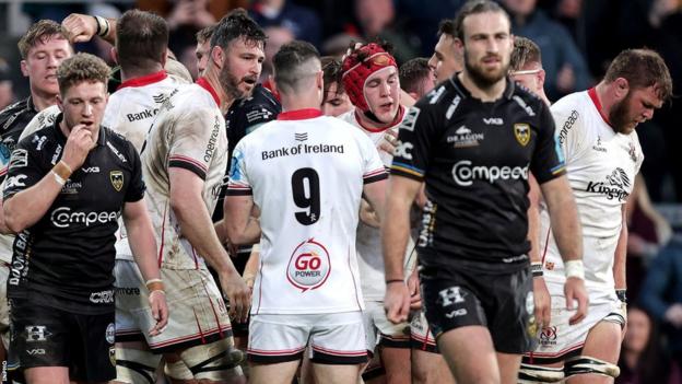 Tom Stewart celebrates one of his three tries