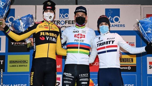 Wout van Aert, Mathieu van der Poel and Tom Pidock