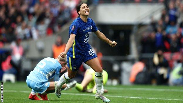 Sam Kerr celebrates