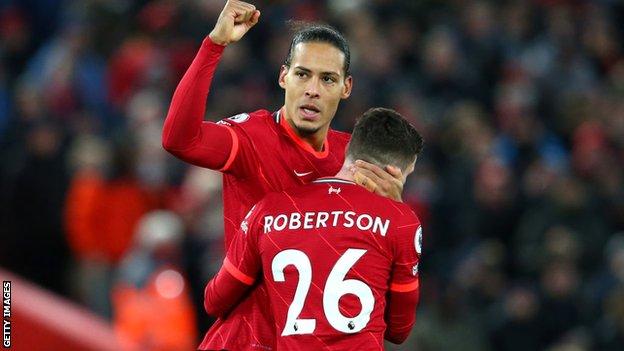 Virgil van Dijk celebrates against Southampton