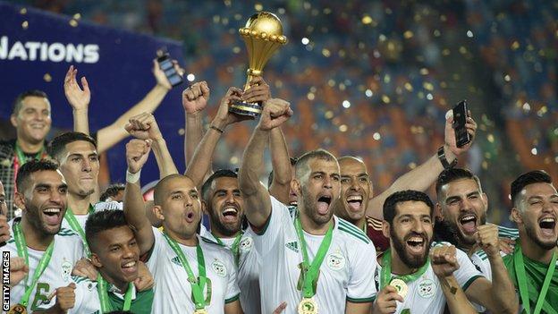 Algeria lift the Africa Cup of Nations trophy in 2019