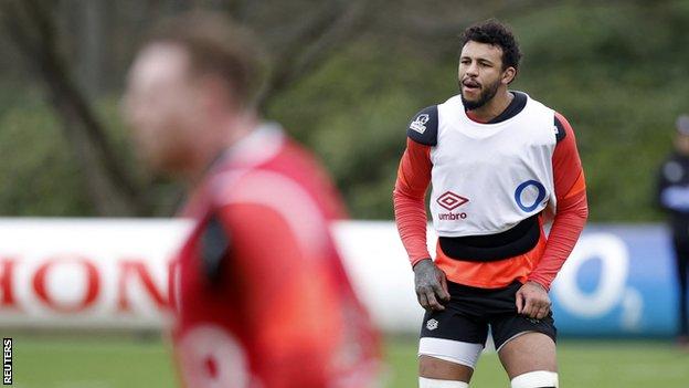 Courtney Lawes training with England