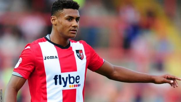 Ollie Watkins playing for Exeter City