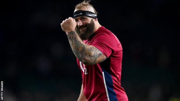 Joe Marler celebrates