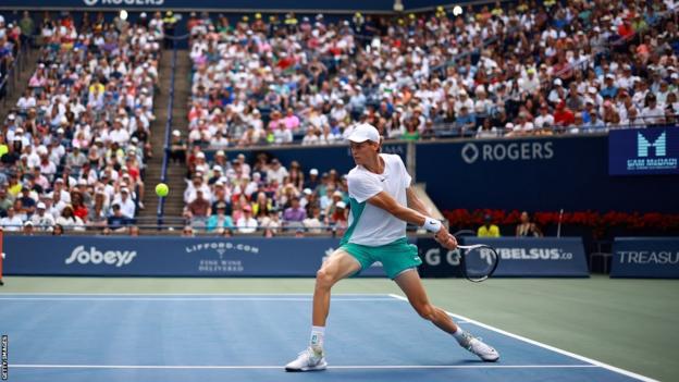 Jannik Sinner in action at the Canadian Open