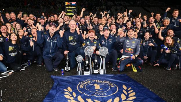 Red Bull celebrate Max Verstappen's drivers' championship win