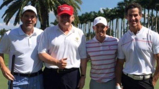 President Trump with Rory McIlroy on Sunday
