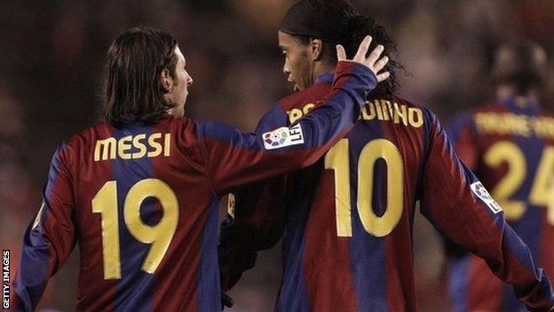 Messi and Ronaldinho