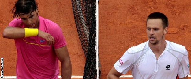 Rafael Nadal and Robin Soderling at the 2009 French Open