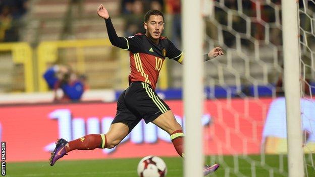 Eden Hazard score for Belgium against Bosnia & Herzegovina