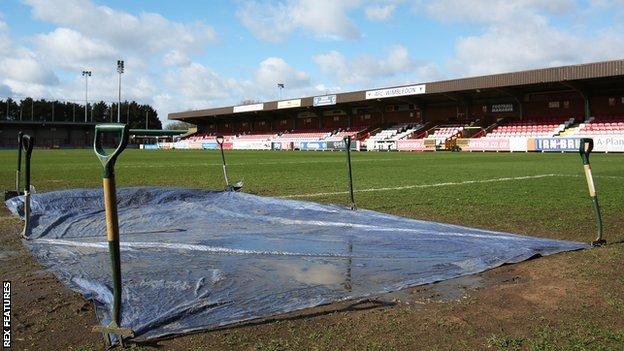 AFC Wimbledon's waterlogged pitch
