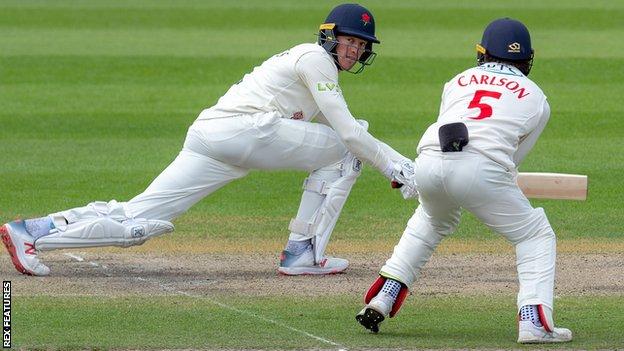 Lancashire's Keaton Jennings sweeps on his way to 64