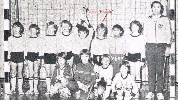 Klopp is pictured in a Glatten youth football team shot as a young boy