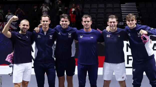 Great Britain's Davis Cup team celebrate their win over France