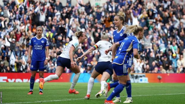 Martha Thomas celebrates scoring for Tottenham