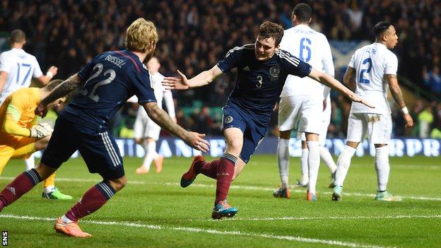 Andrew Robertson scored his first Scotland goal against England last year