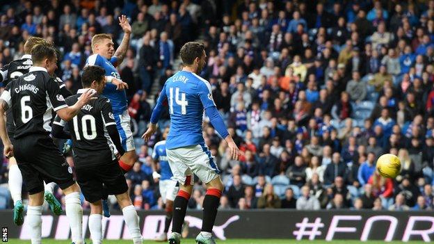 Martyn Waghorn scores for Rangers against Queen of the South