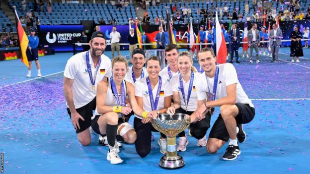 Germany pose with the United Cup trophy