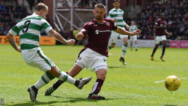 Leigh Griffiths scores for Celtic against Hearts