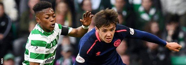 Karamoko Dembele, left, impressed after making his Celtic debut as a half-time sub