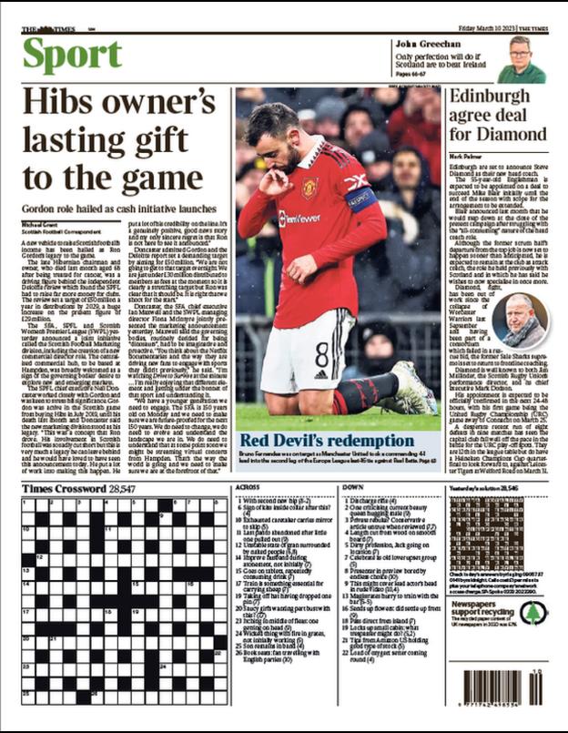 The back page of The Times Scotland
