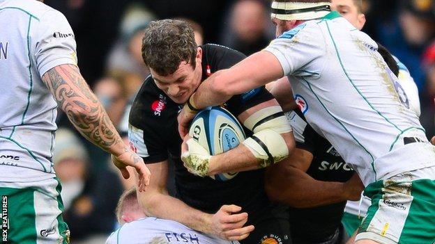 Exeter Chiefs Ian Whitten during the Aviva Premiership match at