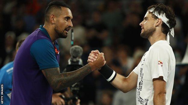 Nick Kyrgios and Dominic Thiem shake hands