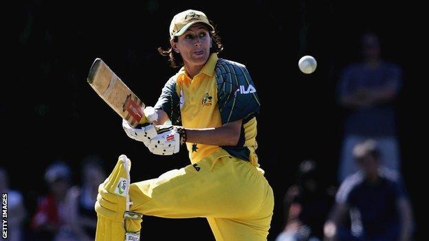 Australia batter Lisa Keightley plays a shot in a one-day international against England in 2005