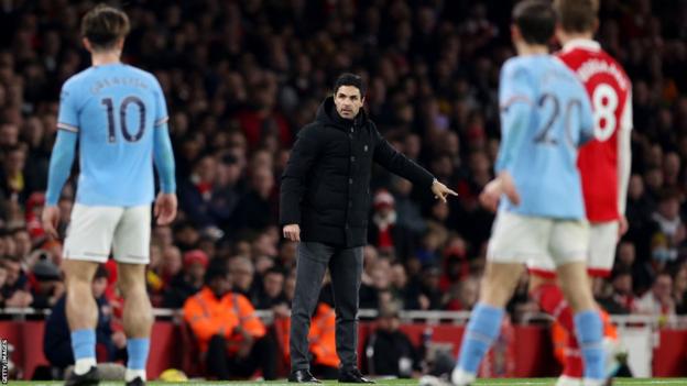 Mikel Arteta during Arsenal v Manchester City