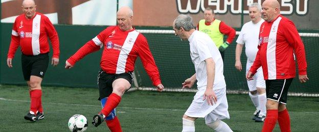Men playing Walking Football during the FA People's Cup