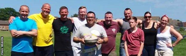 Paul Beavin with some of the people he played 02 Touch with
