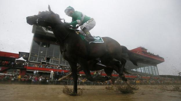Exaggerator with Kent Desormeaux aboard wins the 141st Preakness Stakes