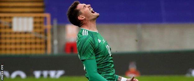Northern Ireland captain Kyle Lafferty missed a superb opportunity in the first-half