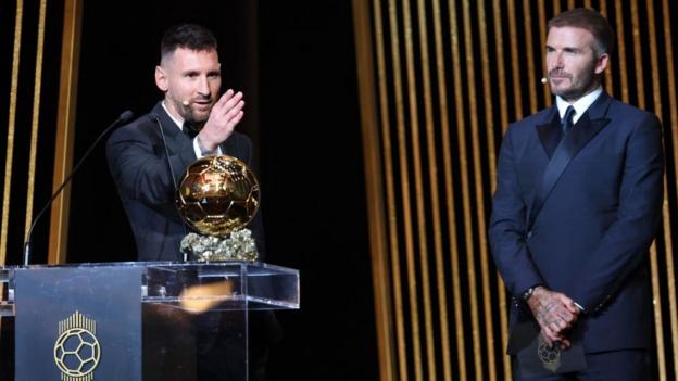 David Beckham presented the Ballon d'Or to Lionel Messi