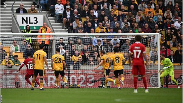 Cody Gakpo equalising for Liverpool