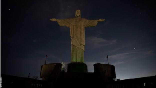 The unlit Christ the Redeemer statue in Rio de Janiero